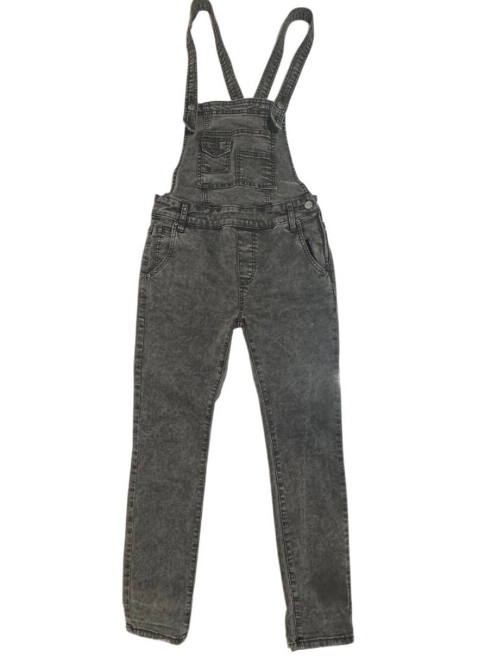 Free People Charcoal Gray Stretch Overalls Size W25